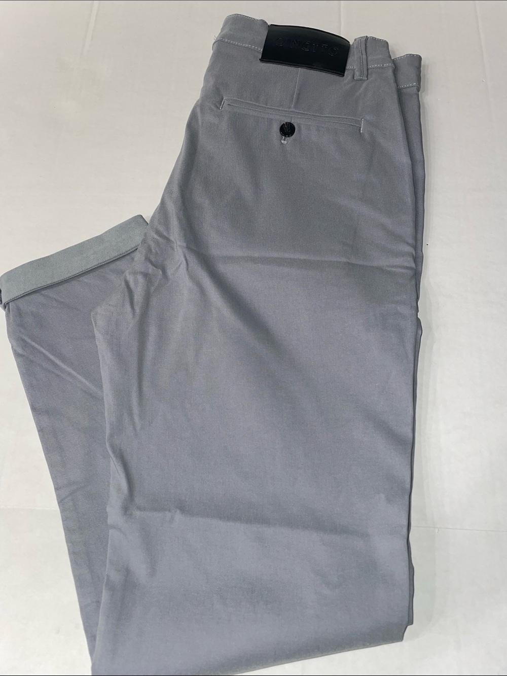 Men's Light Gray Stretch Chinos - Clean Tailored Look Size 34W 28 L